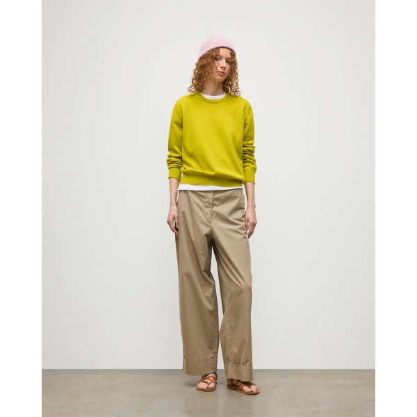 Johnstons of Elgin Lunan Yellow Classic Crew Jumper