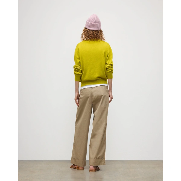 Johnstons of Elgin Lunan Yellow Classic Crew Jumper