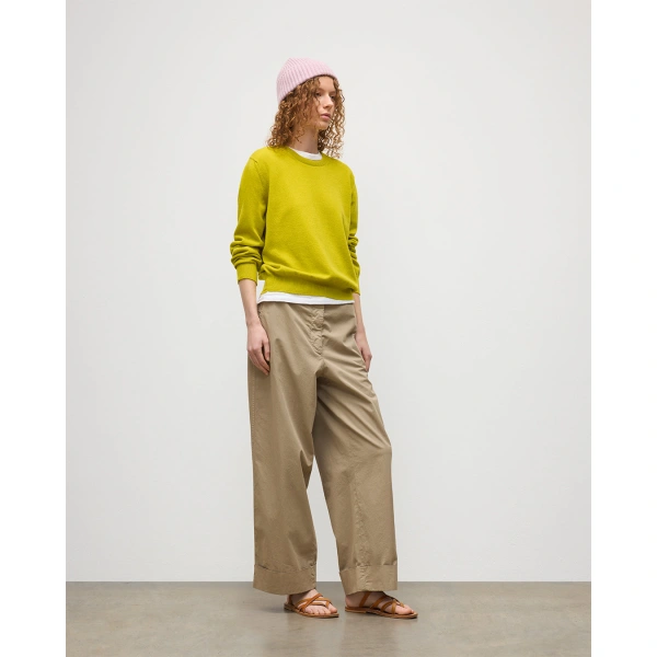 Johnstons of Elgin Lunan Yellow Classic Crew Jumper