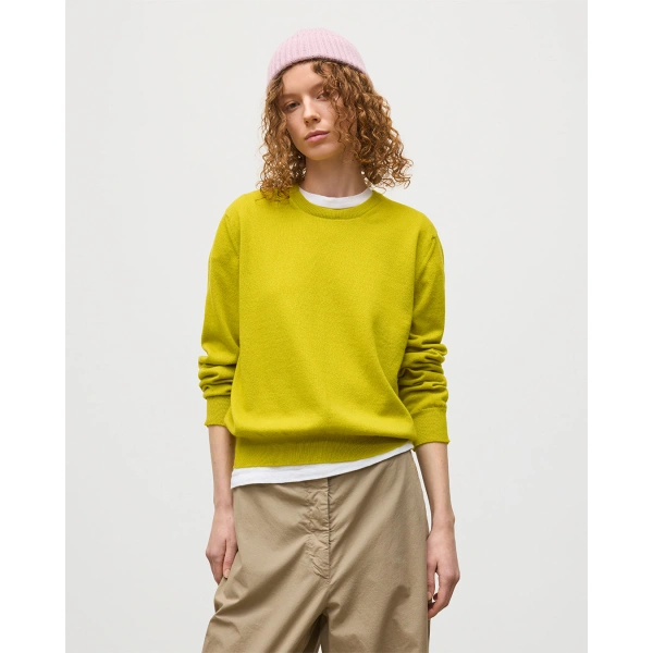 Johnstons of Elgin Lunan Yellow Classic Crew Jumper