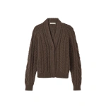Johnstons of Elgin Mabel Brown Aran Cable Cashmere Cardigan | Cardigan | Coveti