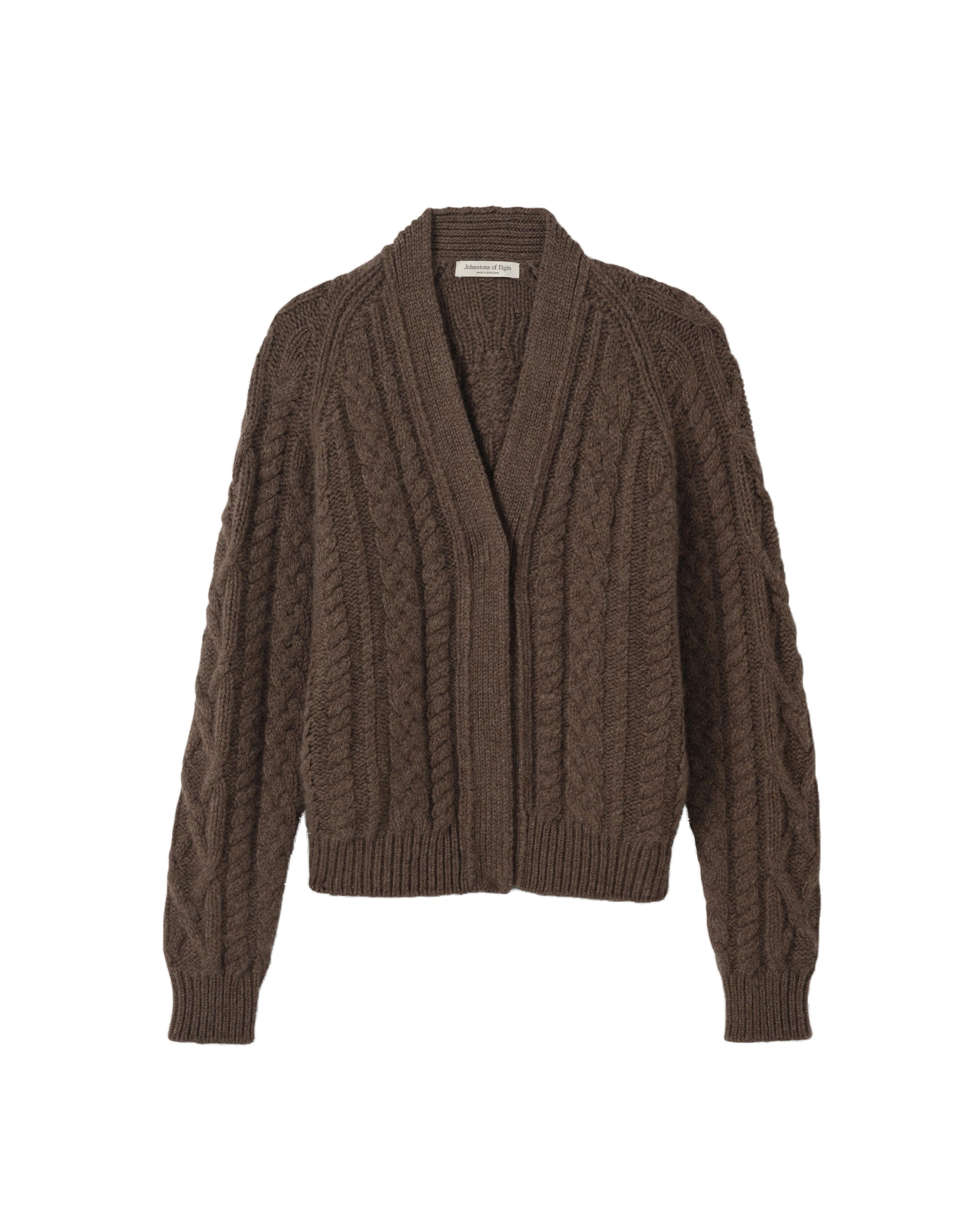 Johnstons of Elgin Mabel Brown Aran Cable Cashmere Cardigan Johnstons of Elgin Mabel Brown Aran Cable Cashmere Cardigan | Cardigan | Coveti