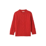Johnstons of Elgin Mabel Red Aran Cable Cashmere Jumper | Sweaters | Coveti