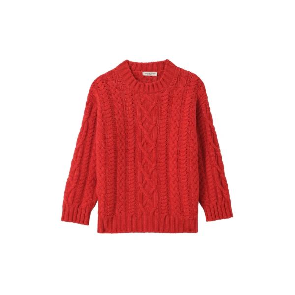 Mabel Red Aran Cable Cashmere Jumper