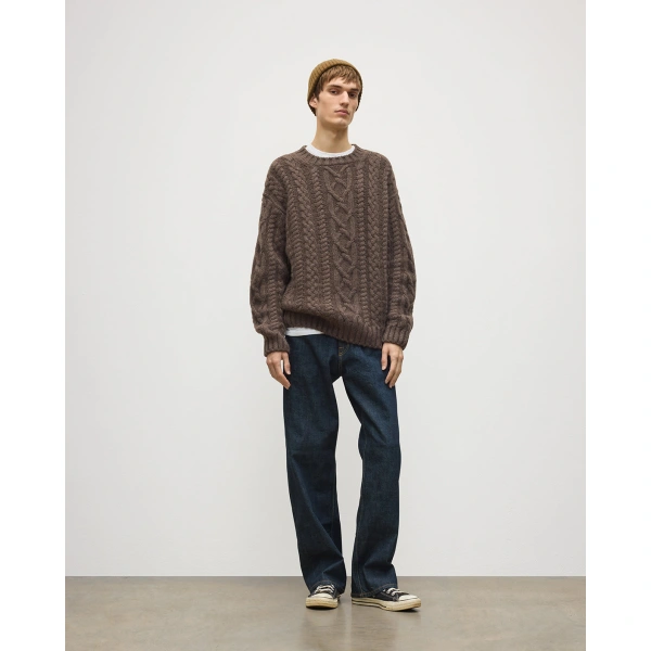 Johnstons of Elgin MacDonald Brown Aran Cable Cashmere Jumper