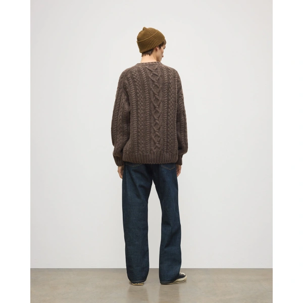 Johnstons of Elgin MacDonald Brown Aran Cable Cashmere Jumper