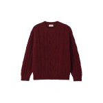 Johnstons of Elgin MacDonald Dark Red Aran Cable Cashmere Jumper | Men Knitwear | Coveti