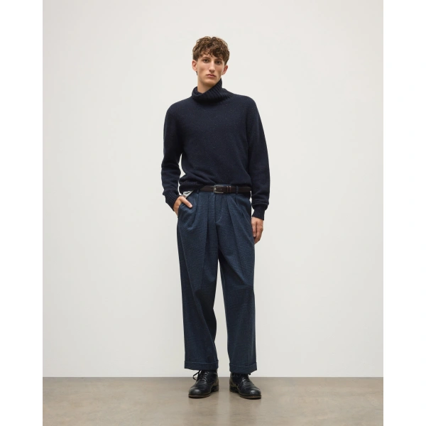Johnstons of Elgin MacKintosh Roll Neck Blue Donegal Cashmere Jumper
