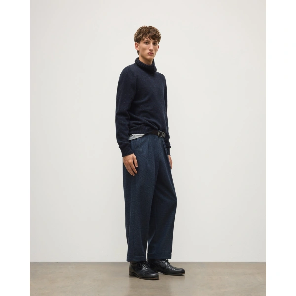 Johnstons of Elgin MacKintosh Roll Neck Blue Donegal Cashmere Jumper