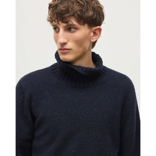 Johnstons of Elgin MacKintosh Roll Neck Blue Donegal Cashmere Jumper