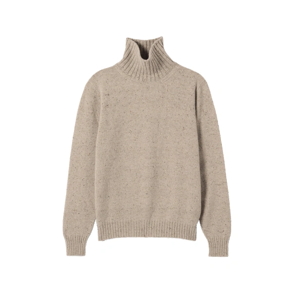 Johnstons of Elgin MacKintosh Roll Neck Natural Donegal Cashmere Jumper | Men Knitwear | Coveti