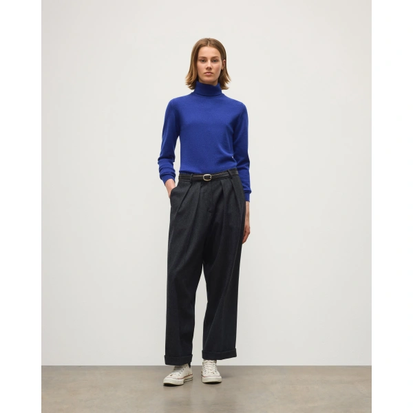 Johnstons of Elgin Macara Charcoal Pleated Trousers
