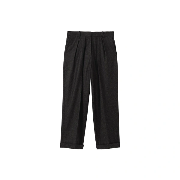 Johnstons of Elgin Macara Charcoal Pleated Trousers | Tailored pants | Coveti
