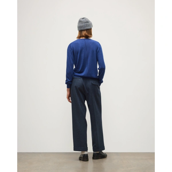 Johnstons of Elgin Macara Dark Blue Pleated Trousers