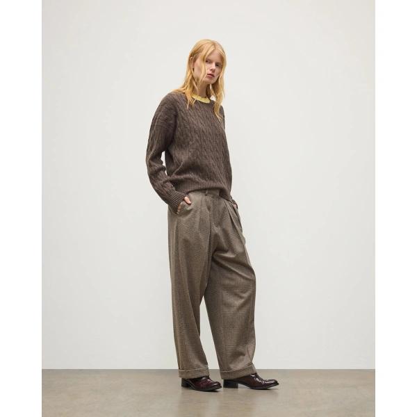 Johnstons of Elgin Macara Natural Pleated Trousers
