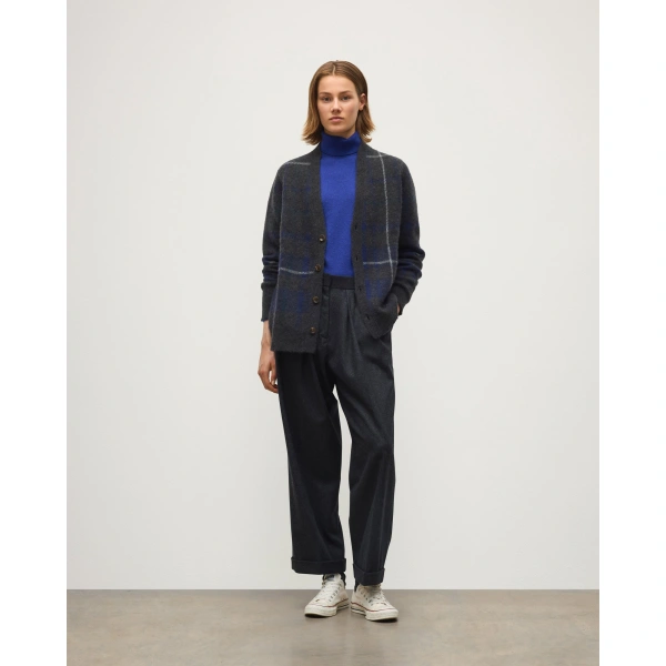 Johnstons of Elgin Mack Grey Brushed Cashmere-Silk Cardigan