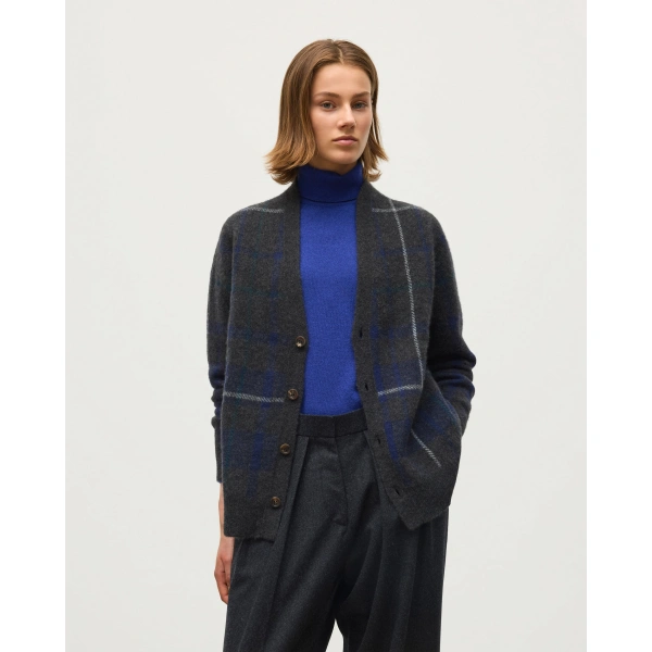Johnstons of Elgin Mack Grey Brushed Cashmere-Silk Cardigan