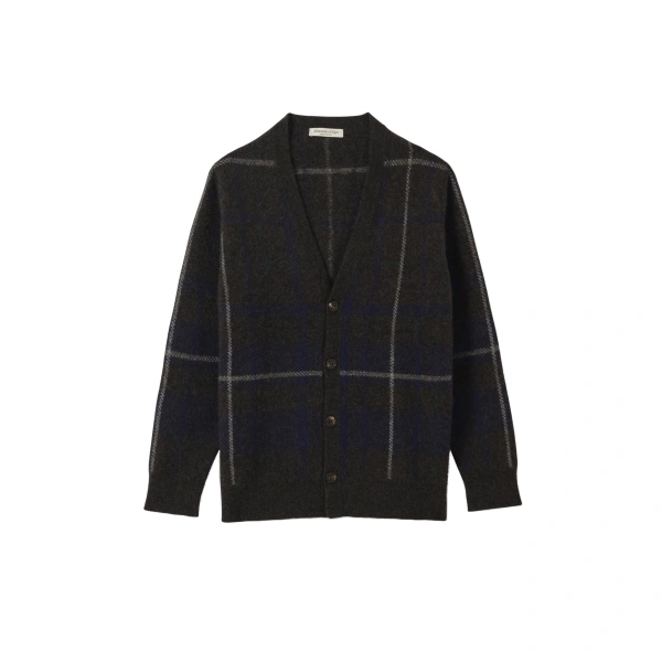 Johnstons of Elgin Mack Grey Brushed Cashmere-Silk Cardigan | Cardigan | Coveti