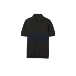 Johnstons of Elgin Mack Grey & Navy Superfine Cashmere Polo Shirt | Men Knitwear | Coveti