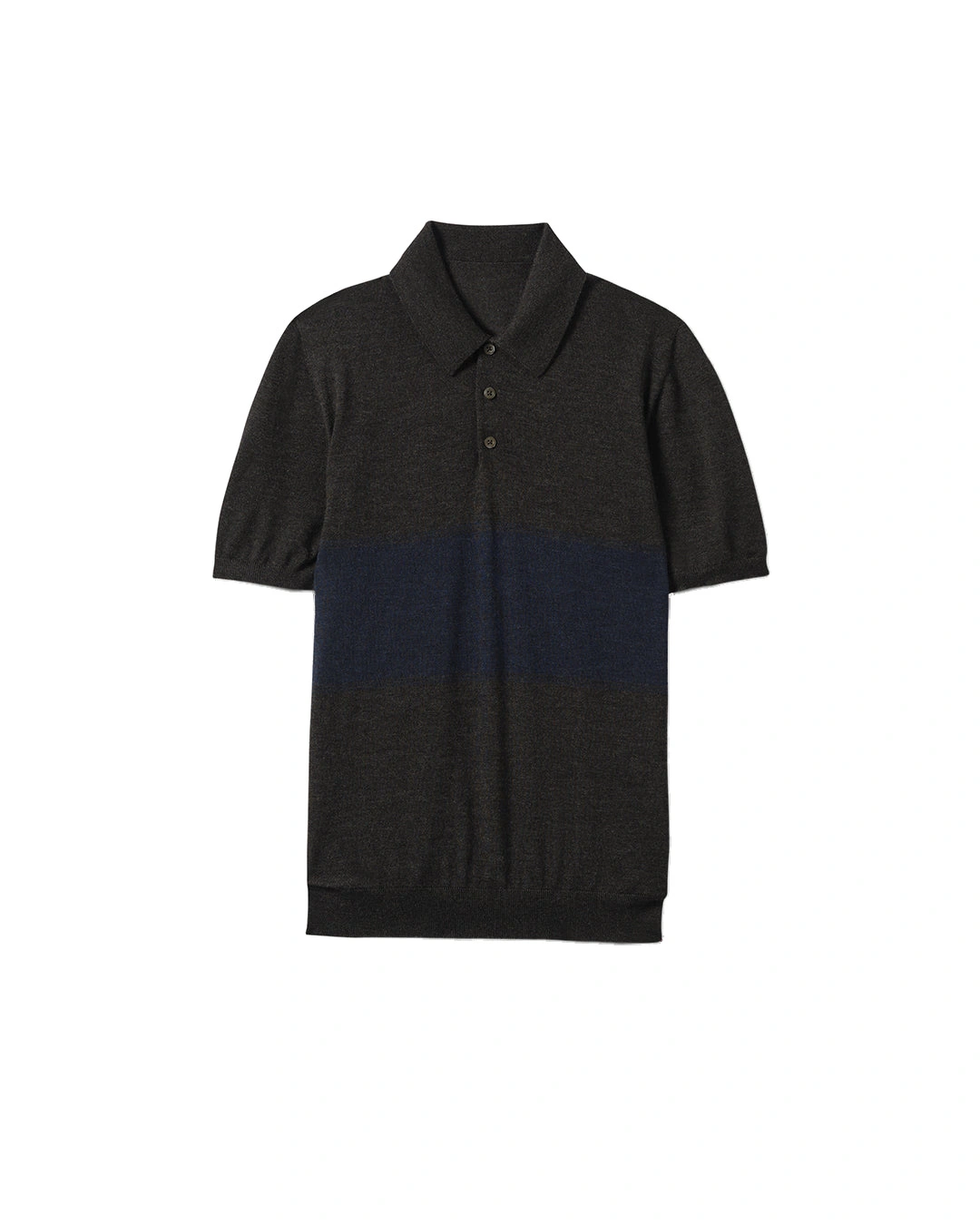 Johnstons of Elgin Mack Grey & Navy Superfine Cashmere Polo Shirt Johnstons of Elgin Mack Grey & Navy Superfine Cashmere Polo Shirt | Men Knitwear | Coveti
