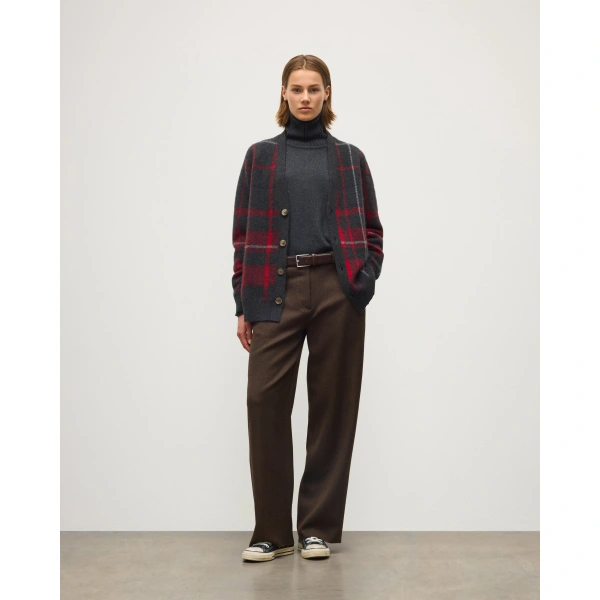 Johnstons of Elgin Mack Red Brushed Cashmere-Silk Cardigan