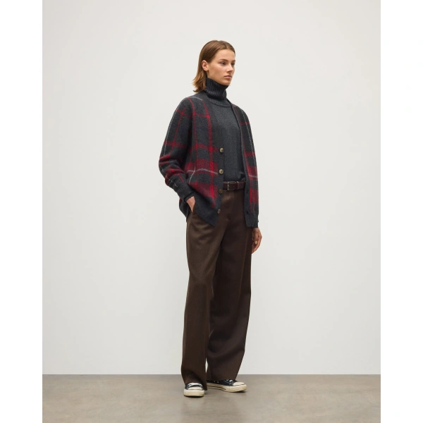 Johnstons of Elgin Mack Red Brushed Cashmere-Silk Cardigan