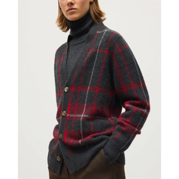 Johnstons of Elgin Mack Red Brushed Cashmere-Silk Cardigan