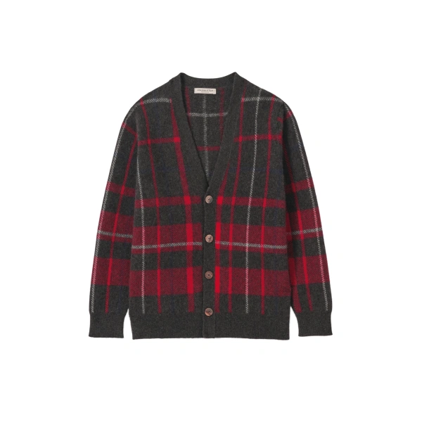 Johnstons of Elgin Mack Red Brushed Cashmere-Silk Cardigan | Cardigan | Coveti