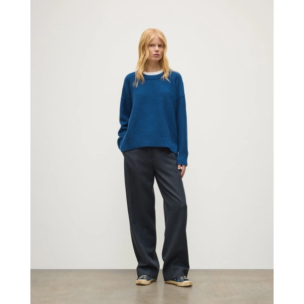 Johnstons of Elgin Maggie Reverse Stitch Blue Cashmere Jumper