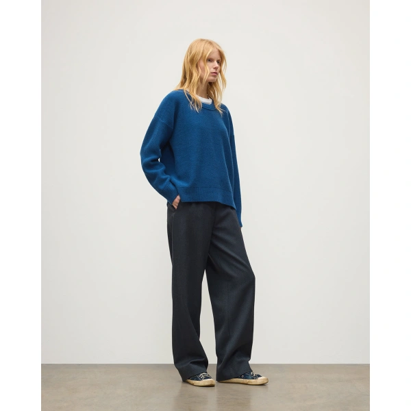 Johnstons of Elgin Maggie Reverse Stitch Blue Cashmere Jumper