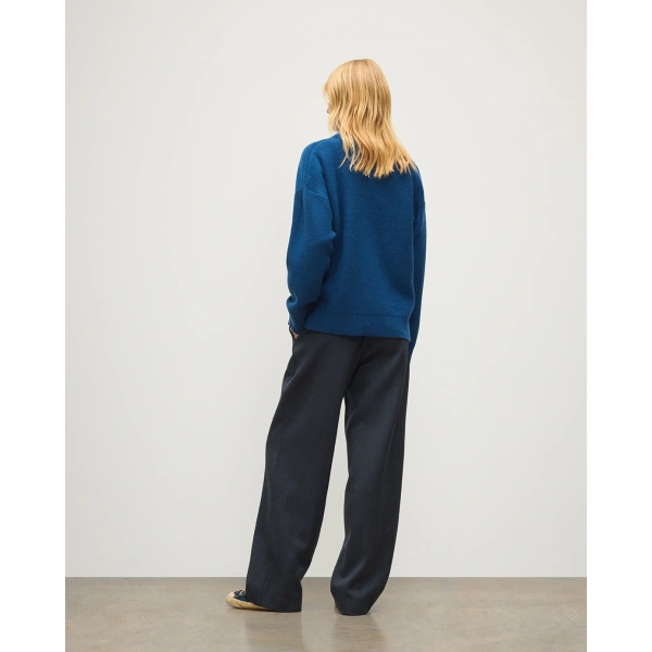 Johnstons of Elgin Maggie Reverse Stitch Blue Cashmere Jumper