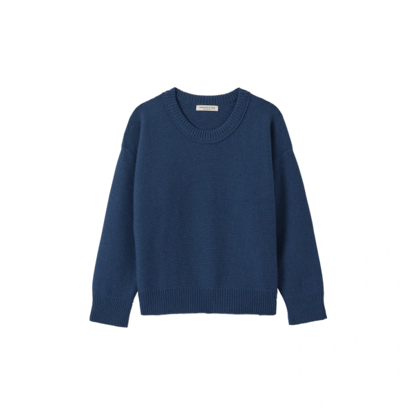 Johnstons of Elgin Maggie Reverse Stitch Blue Cashmere Jumper | Sweaters | Coveti