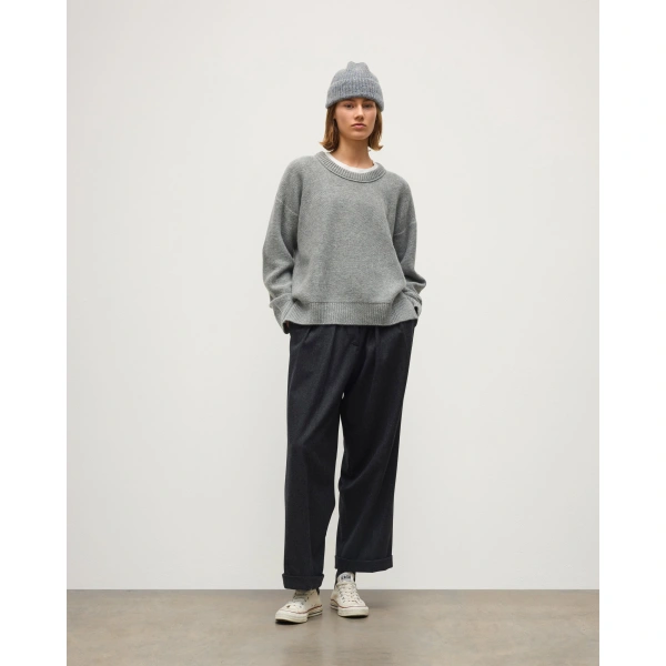 Johnstons of Elgin Maggie Reverse Stitch Grey Cashmere Jumper