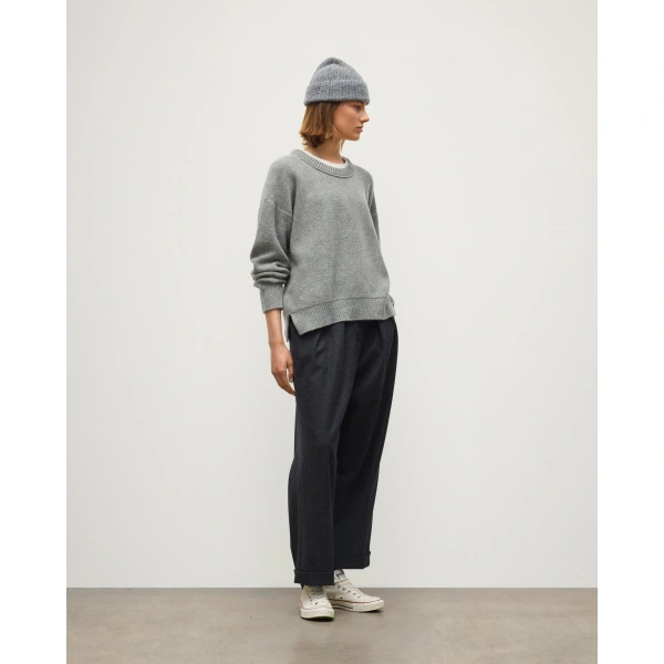 Johnstons of Elgin Maggie Reverse Stitch Grey Cashmere Jumper