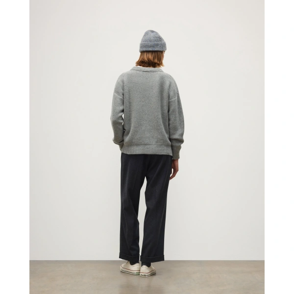 Johnstons of Elgin Maggie Reverse Stitch Grey Cashmere Jumper