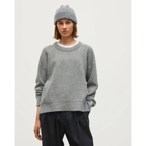 Johnstons of Elgin Maggie Reverse Stitch Grey Cashmere Jumper