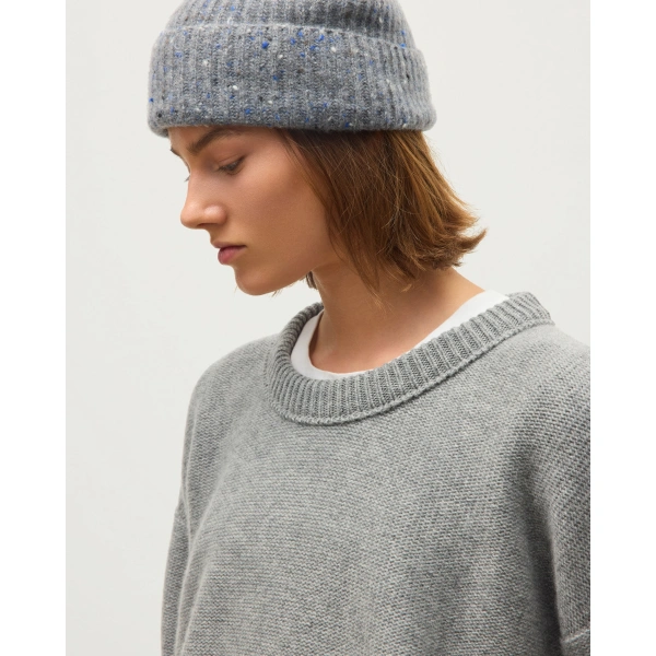 Johnstons of Elgin Maggie Reverse Stitch Grey Cashmere Jumper