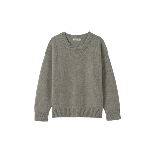 Johnstons of Elgin Maggie Reverse Stitch Grey Cashmere Jumper | Sweaters | Coveti
