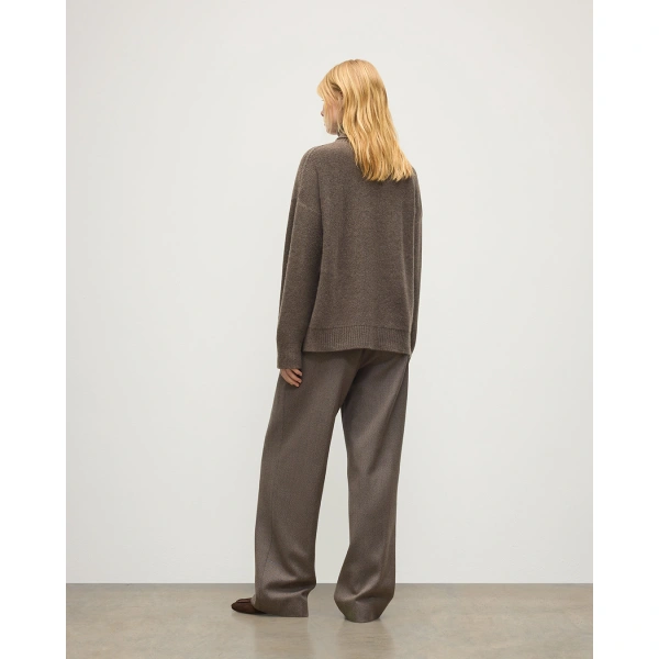 Johnstons of Elgin Maggie Reverse Stitch Roll Neck Brown Cashmere Jumper