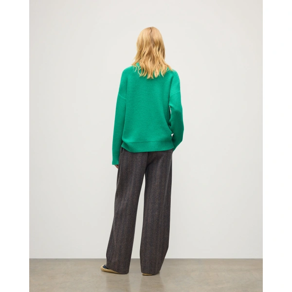 Johnstons of Elgin Maggie Reverse Stitch Roll Neck Green Cashmere Jumper