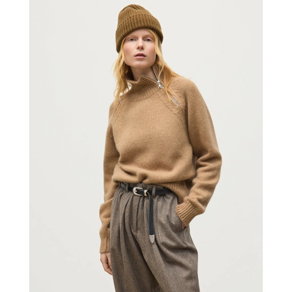 Johnstons of Elgin Mellis Camel Marble Cashmere & Cotton Jumper
