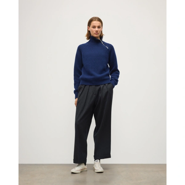 Johnstons of Elgin Mellis Dark Blue Marble Cashmere & Cotton Jumper