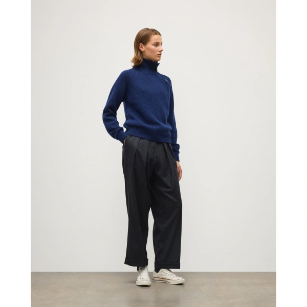 Johnstons of Elgin Mellis Dark Blue Marble Cashmere & Cotton Jumper