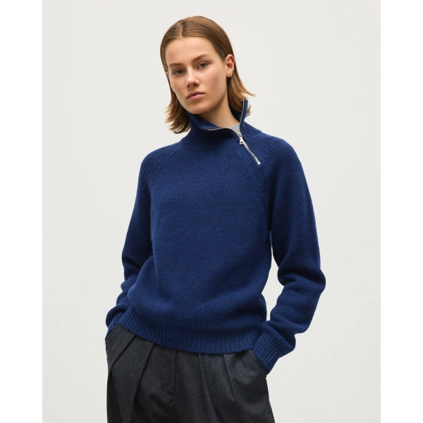 Johnstons of Elgin Mellis Dark Blue Marble Cashmere & Cotton Jumper