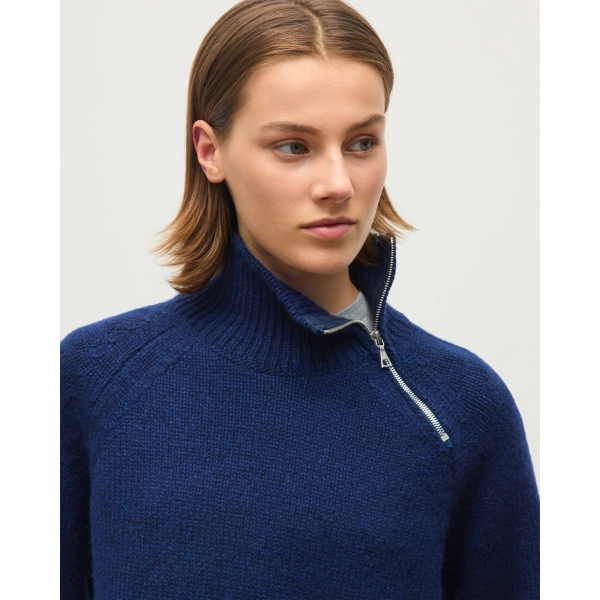 Johnstons of Elgin Mellis Dark Blue Marble Cashmere & Cotton Jumper