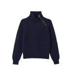 Johnstons of Elgin Mellis Dark Blue Marble Cashmere & Cotton Jumper | Sweaters | Coveti