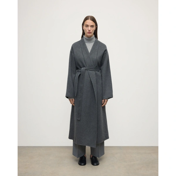 Johnstons of Elgin Mid Grey Cashmere Wrap Coat