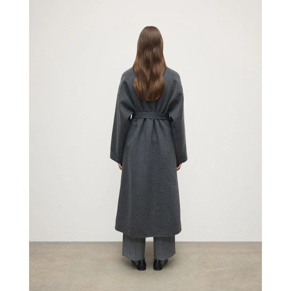 Johnstons of Elgin Mid Grey Cashmere Wrap Coat