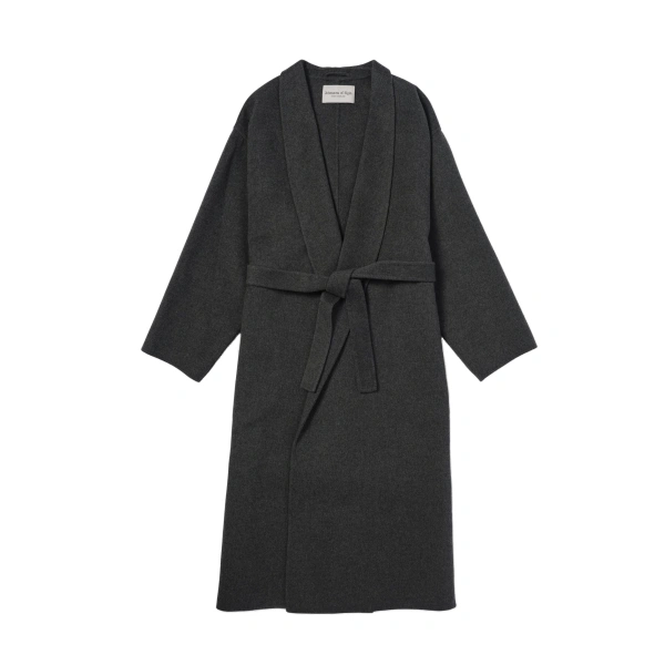 Johnstons of Elgin Mid Grey Cashmere Wrap Coat | Wool Coat | Coveti