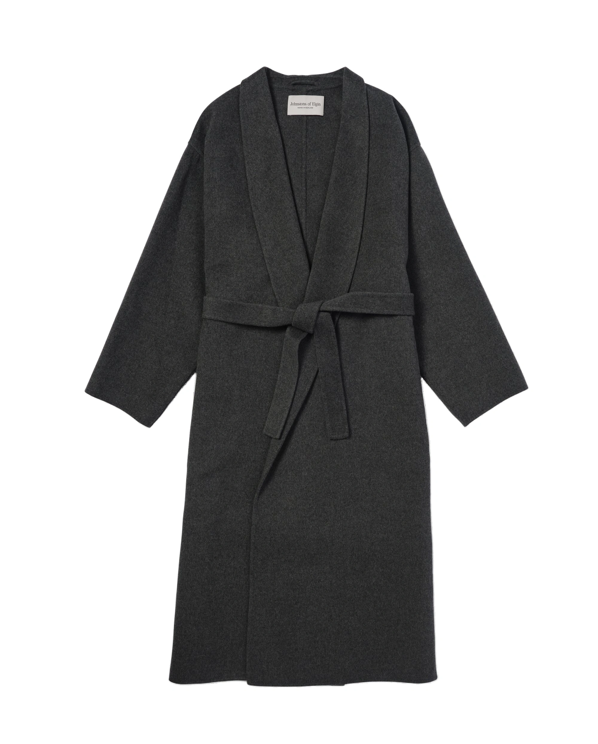 Johnstons of Elgin Mid Grey Cashmere Wrap Coat Johnstons of Elgin Mid Grey Cashmere Wrap Coat | Wool Coat | Coveti
